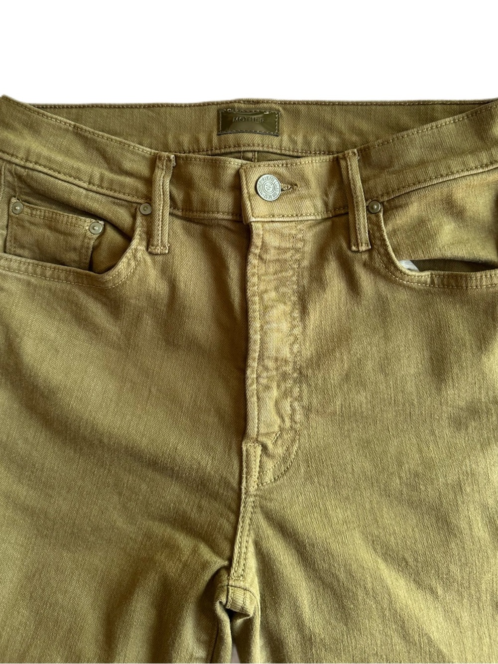MOTHER The Insider Crop Step Fray Play Date Fir Green Jeans Size 28 - Picture 3 of 8